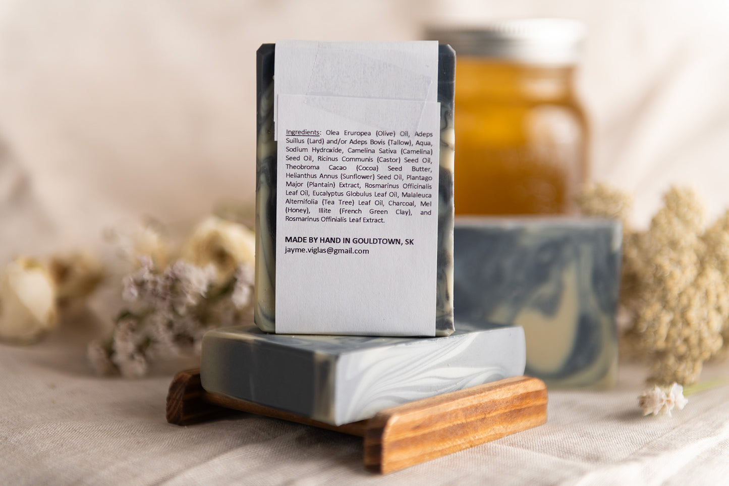 plantain & charcoal honey soap