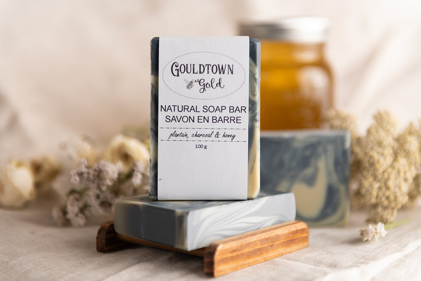 plantain & charcoal honey soap